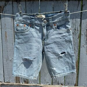 Levi’s Shorts Boys Size 4 Denim Jeans Light Wash Adjust Waist Distressed Fraying